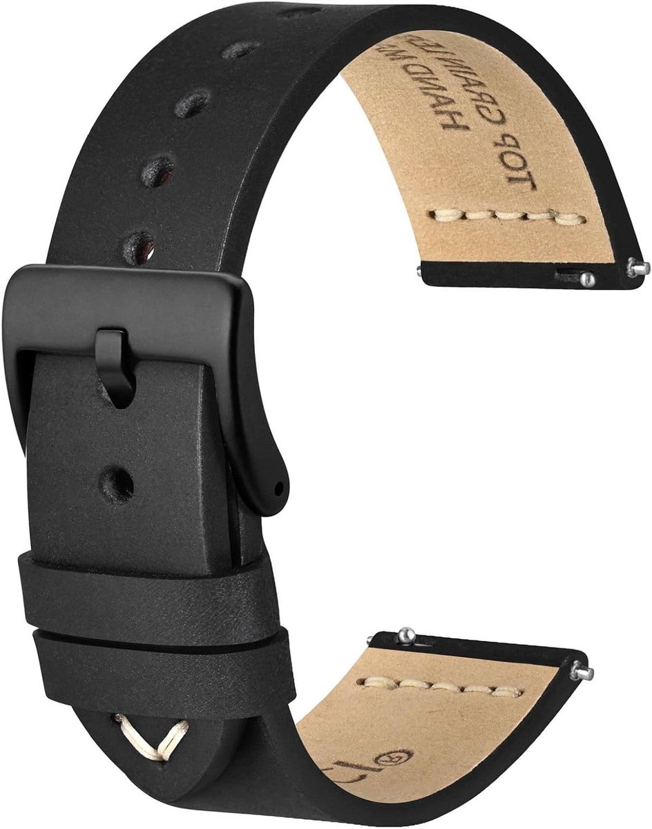 Leren horlogebandje met Franse wasdraad en snelsluiting voor heren - roestvrijstalen gesp - reservearmbanden - bandbreedte 18mm, 20mm, 22mm