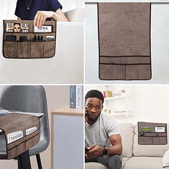 Fauteuil Caddy Sofa Armsteun Organizer,Armsteun Stoel Caddy Arm Organizer, Sofa Arm Stoel Caddy Remote Contral Houder voor Bank Fauteuil Opslag voor Tijdschrift, Tablet, Telefoon(A1