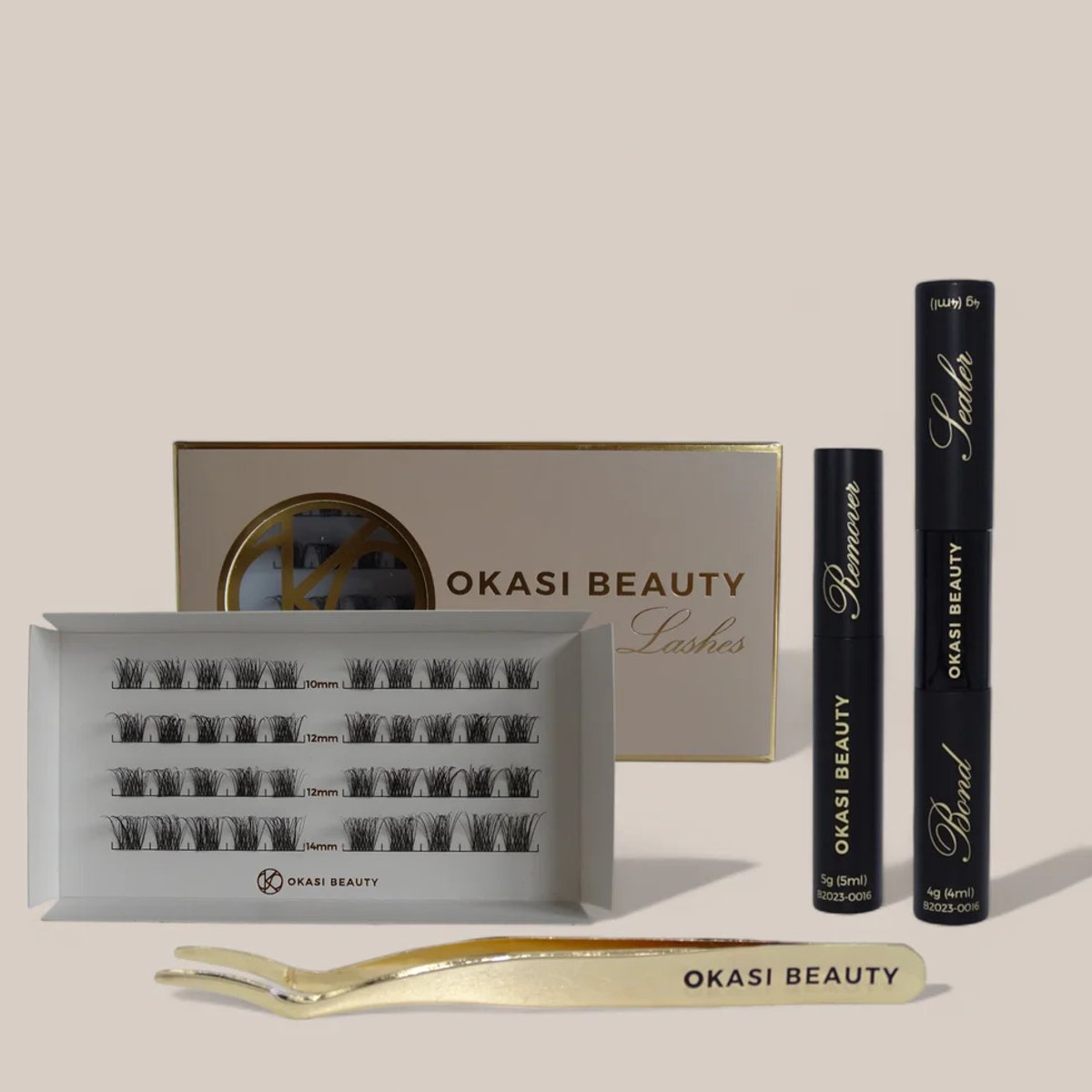 Okasi Beauty - Flawless Lashes Starter Kit - Complete DIY Wimperset met wimperplukjes - Mix lengte 10-12-14 mm - Bond & Sealer - Remover - Applicator - Natuurlijke wimperlook - wimperextensions
