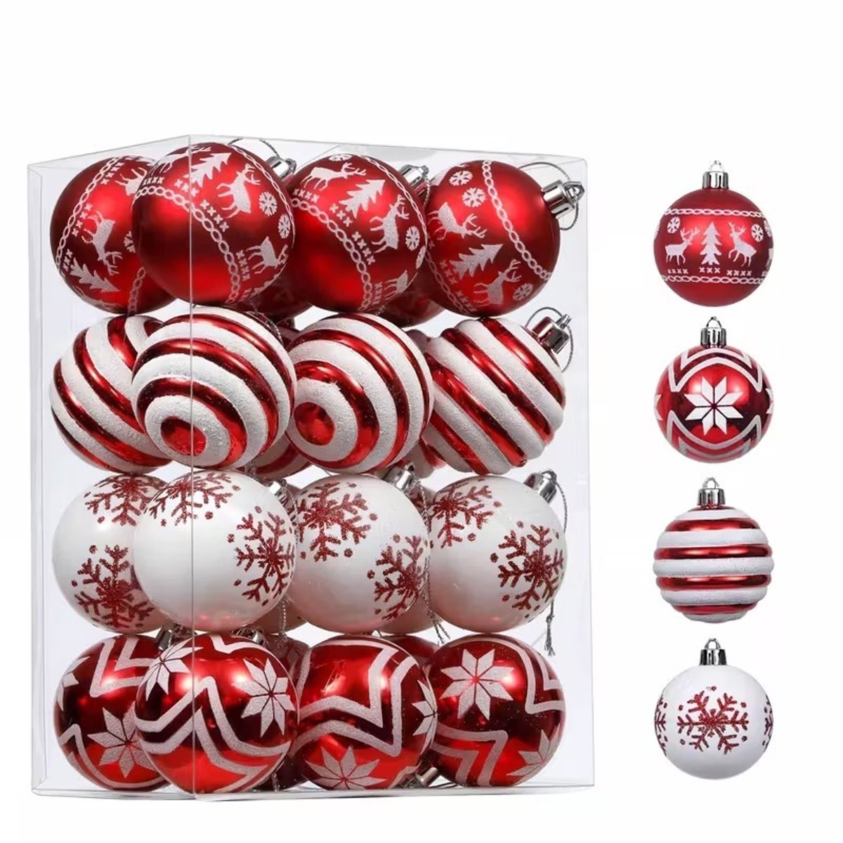 K&R Ventures® Kerstballen Set – 24 Stuks – Breukbestendige Ornamenten – Luxe Plastic Kerstboom Decoratie – Glanzende & Matte Ballen – Feestelijke Hangdecoratie voor Binnen – Herbruikbare Kerstversiering