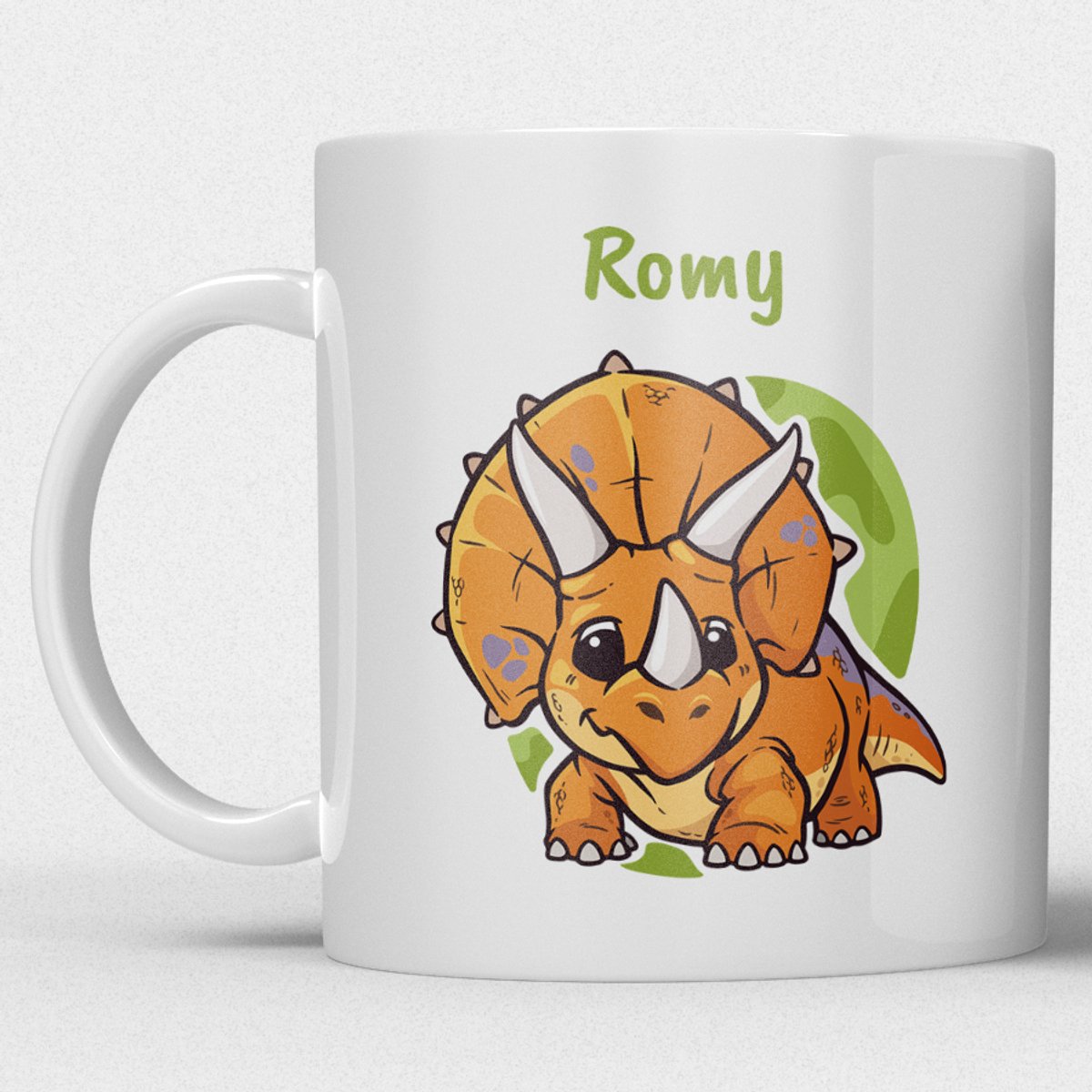 kindermok\kinderbeker | gepersonaliseerd met naam | met dino/dinosaurus | wit | Schattige illustraties