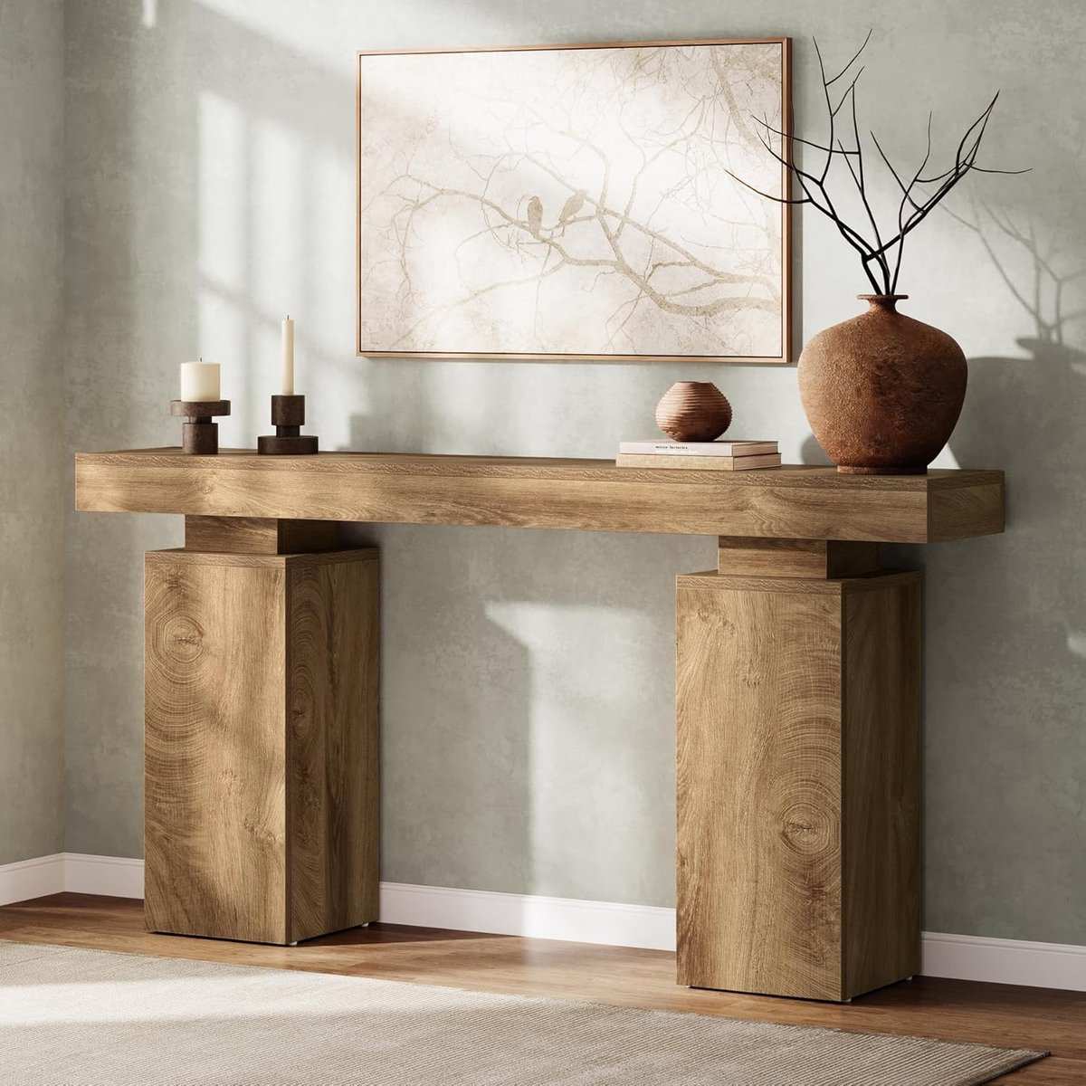 Tribesigns Lange Consoletafel - Houten Haltafel met Plank - Bruin - 160 x 30 x 85 cm - Console Tafel voor Hal, Woonkamer, Entree