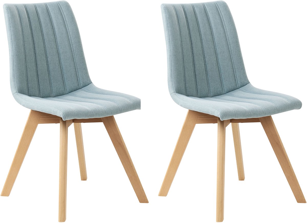 Beliani CALGARY - Eetkamerstoel set van 2 - Lichtblauw - Polyester