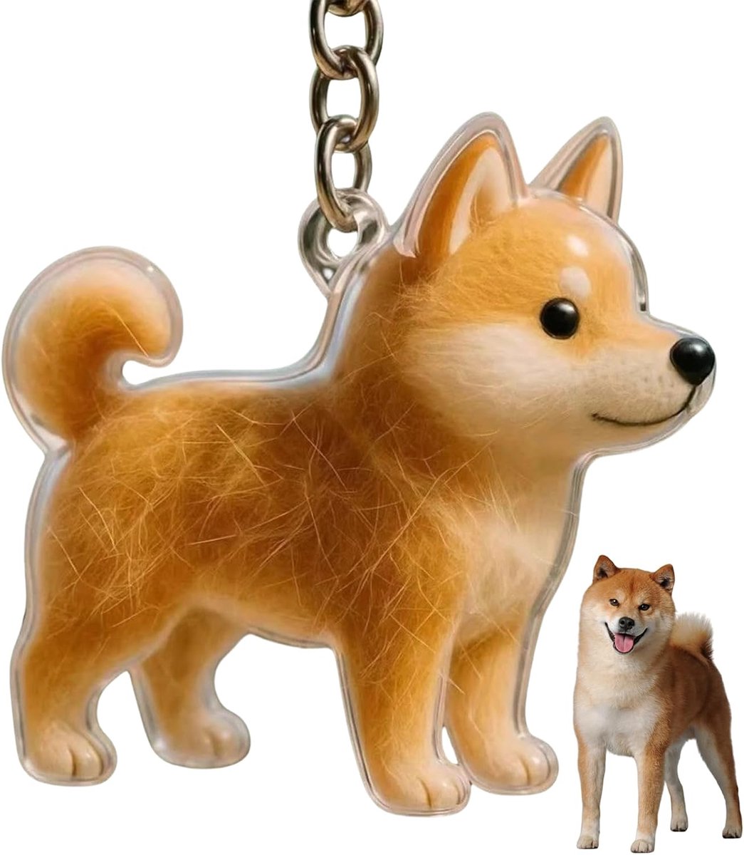 Daity Sleutelhanger met bedel ter nagedachtenis aan hondenhaar - fles ter nagedachtenis aan dierenhaar in de vorm van een hond - capsule voor het verzamelen van dierenhaar als souvenir - as van dierenhaar als aandenken (Shiba Inu-B)