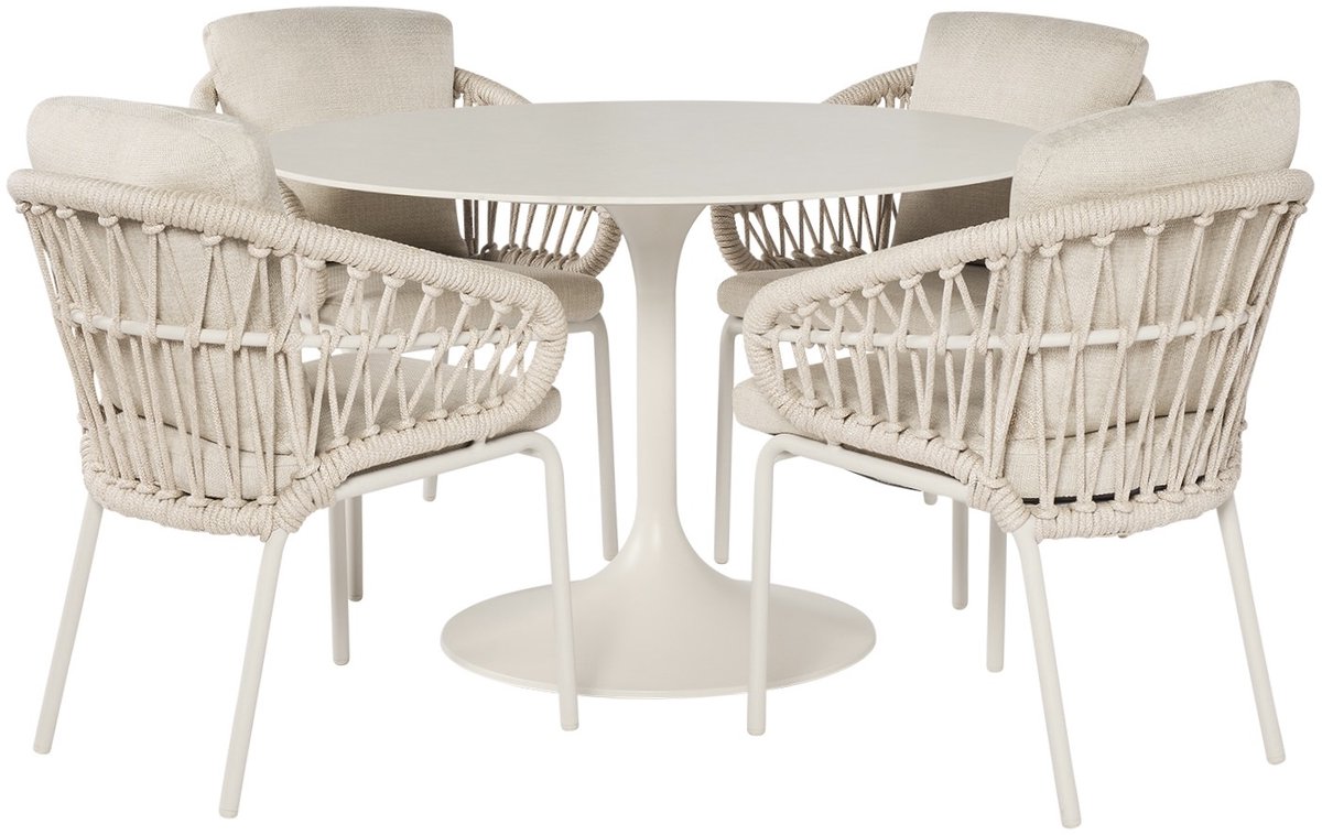 Suns Tosca Nova dining tuinset 120xH76,5 cm rond 5 delig camel sand latte