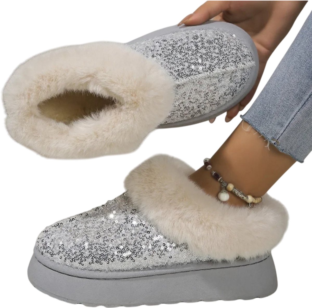 Dames Winter Snowboots 2025 – Korte Chelsea Enkellaarzen met Imitatievoering Plateau Flats Warme Casual Schoenen Modieuze Winter Laarzen Botas Dames Blauw