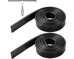 2 stuks rubberen liptrekker, 105 cm, raamtrekker, siliconen vervangingslip, reserve rubberen lip op maat te snijden, rubberen vervangende lip, zwart, voor ramen, glas, douche