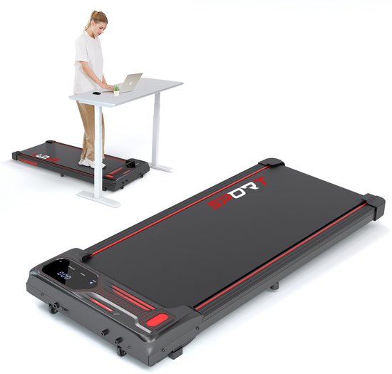 Y-RAIN Elektrische Loopband, 2-IN-1 Walking Pad voor thuis en op kantoor, Wandelband, 2,25PK Motor, 1-6km/u Snelheidsbereik, met Afstandsbediening, LED-Display.