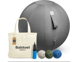 Backerz Zitbal 75 CM - Zitballen met Hoes Linnen - Ergonomische Bureaustoel Kantoor en Thuis - Luxe Yoga Bal - Antraciet 2