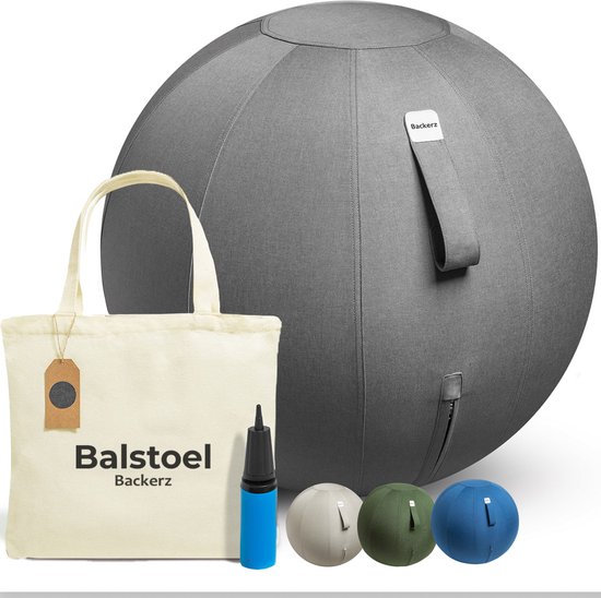 Backerz Zitbal 75 CM - Zitballen met Hoes Linnen - Ergonomische Bureaustoel...