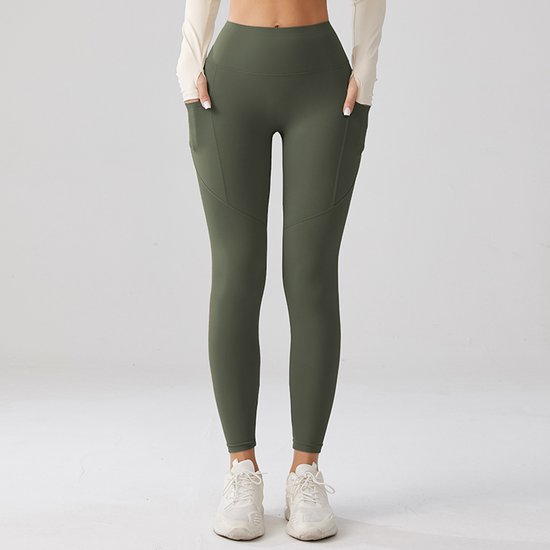 Sportlegging met zakje dames - Sportkleding dames - Sportbroek dames - High waist Sportlegging - Shape legging - Hardloopbroek dames - yoga legging dames - Groen Maat L - Gym Revolution — afbeelding 5