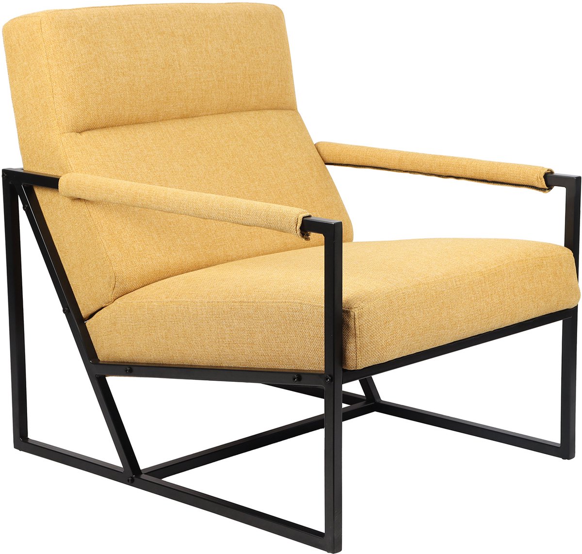 SVITA CHRIS fauteuil - lounge stoel cocktail stoel gestoffeerde stoel binnen met armleuning comfortabel modern vintage woonkamer slaapkamer kantoor mosterdgeel