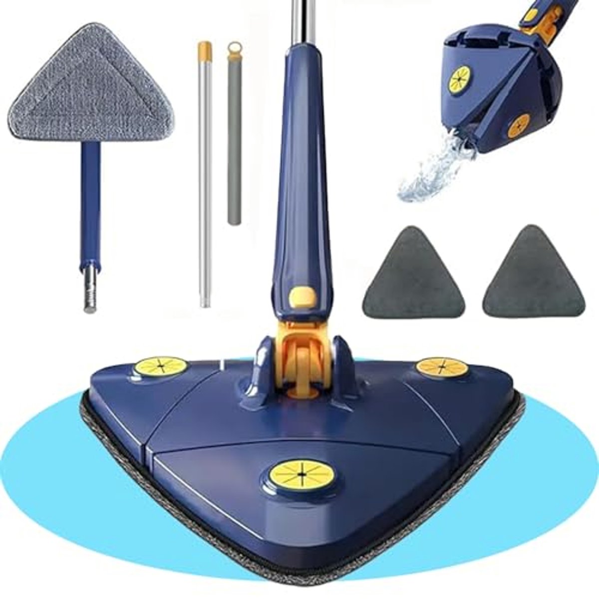 Draaibare microvezel mop voor vloeren en ramen - zelfwringend met 2 reserveonderdelen