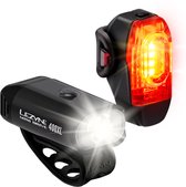 Lezyne Mini Drive 400XL + KTV Drive - Kit d'éclairage pour vélo - Éclairage USB rechargeable pour vélo avant et arrière - Feux de vélo étanches - 5 modes - Noir