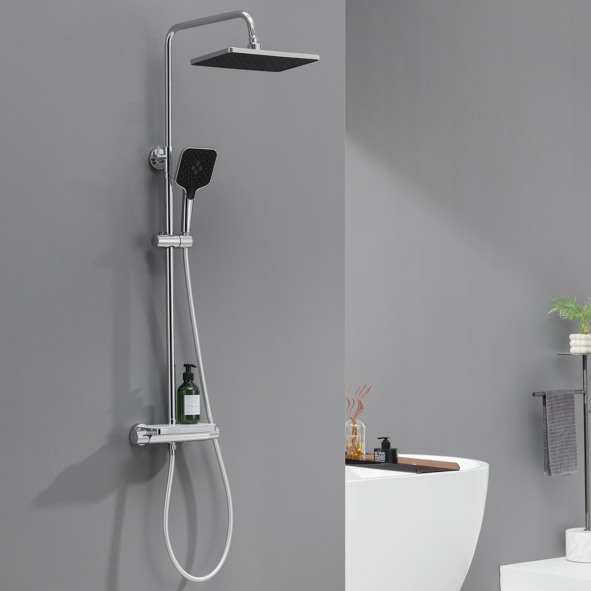Lonheo max Douchesysteem - Regendouche met Thermostaatkraan Met planchet Chroom - Regendouche met 3 Functie Handdouche