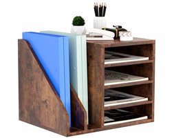 Houten Bureau-organizer met Verstelbare Vakken - Papiersorteerder voor Thuis en Kantoor