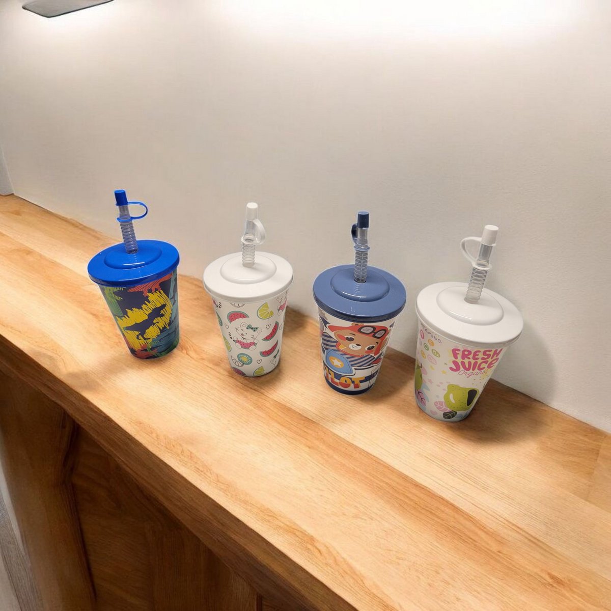 4X - Kinder Drinkbeker 500ml met Rietje Deksel – Herbruikbaar & BPA-vrij"