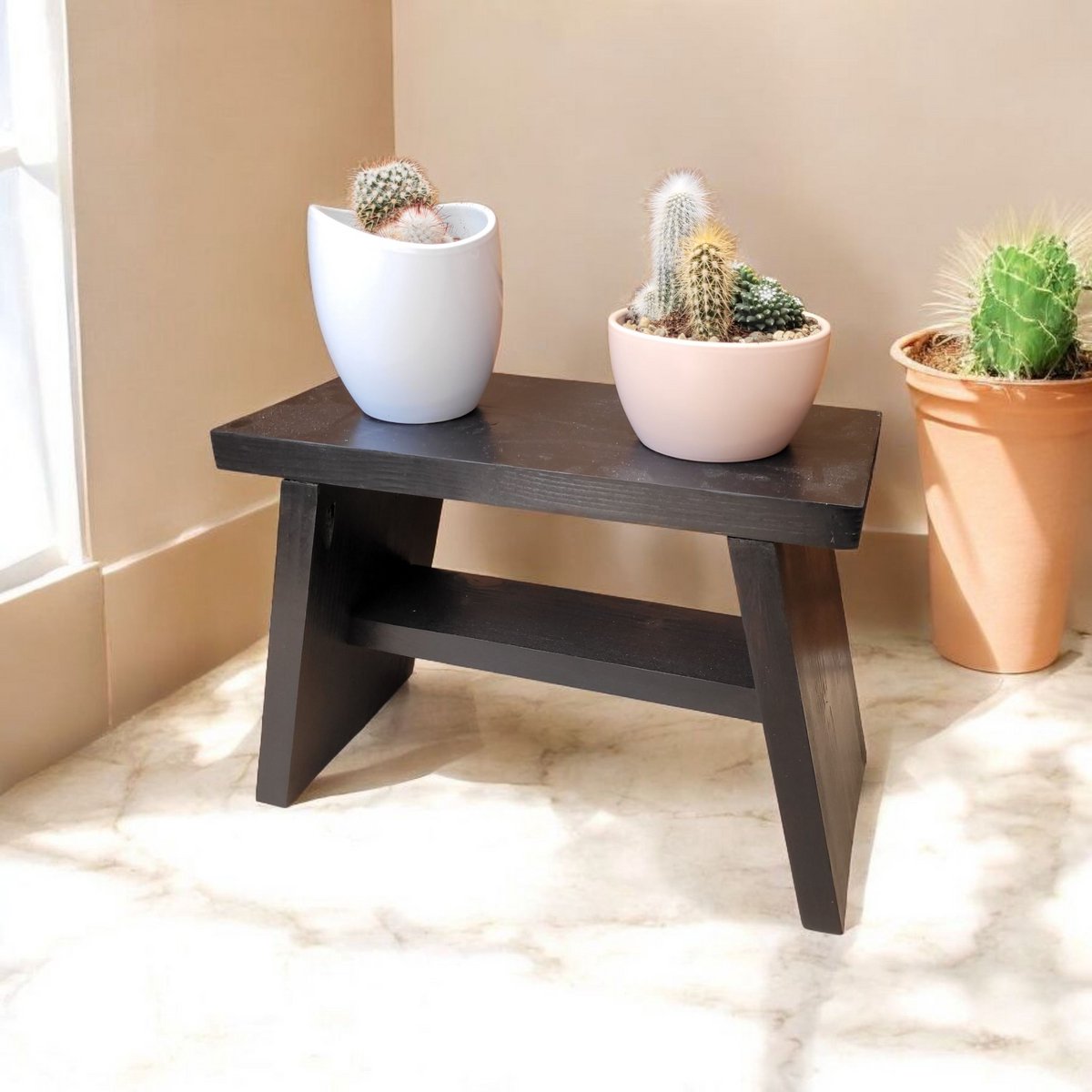 Zwart Steigerhout Krukje – Robuust Opstapje of Bijzettafel – 40x30x20 cm"