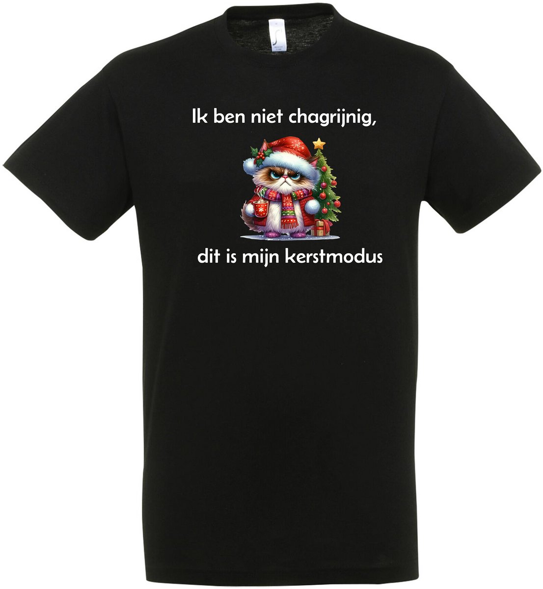 Ik Ben Niet Chagrijnig, Dit Is Mijn Kerstmodus T-shirt - Unisex - Kerst - Christmas - Feestdagen - Kerst T-shirt - Grappig T-shirt - Kerstman - Foute kerst - Maat XL