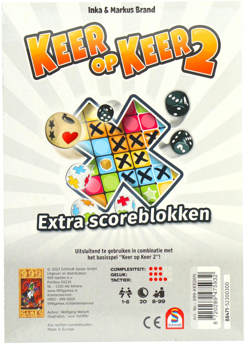 999 Games - Scoreblokken - Keer op Keer 2 - Twee stuks Level 1 - Dobbelspel — afbeelding 8