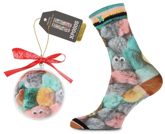 Coffret cadeau XPOOOS pour femmes, chaussettes mignonnes, boule multicolore