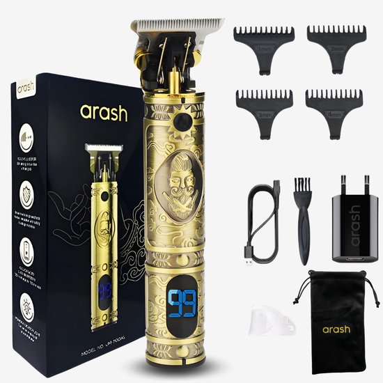 arash® Professionele Tondeuse Mannen - Premium Draadloze Haar- en Baardtrimmer - Innovatief, Stil & Krachtig - Geavanceerd Design - Compleet met Oplaadblok & 5 Opzetstukken