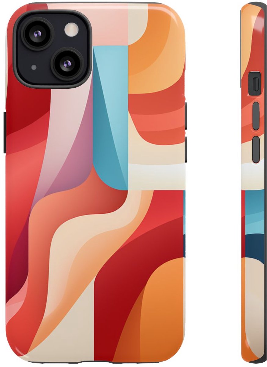 Abstracte Kleurrijke Gebogen Vormen – Telefoonhoesje Geschikt voor iPhone 13
