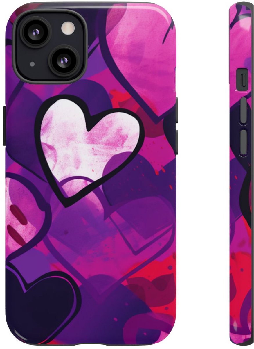 Levendig Popart Hartjespatroon – Telefoonhoesje Geschikt voor iPhone 13