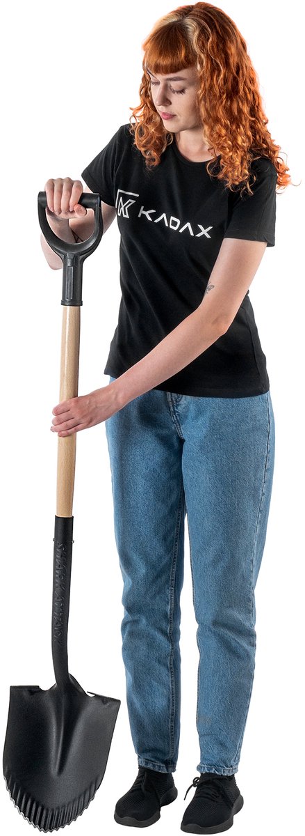 KADAX Drainagespaten, puntige schep met D-greep en steel, lichte drainageschop met tanden, ergonomische tuinspaten, kanaalspenen voor het graven van gaten (130 x 23,5 cm) van Merkloos	 — afbeelding 5