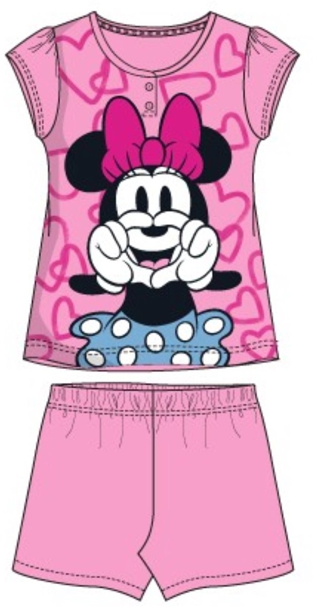 Disney Minnie Mouse - shortama - 100% katoen - Lichtroze - pyjama