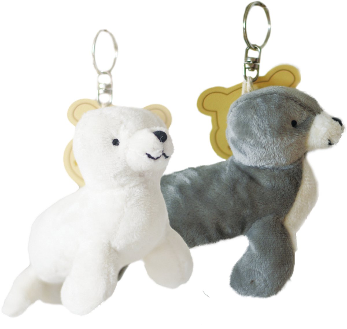 Cute since 1999 - Zeeleeuw Sleutelhanger Bundel 2 stuks - Grijs & Wit - 10cm