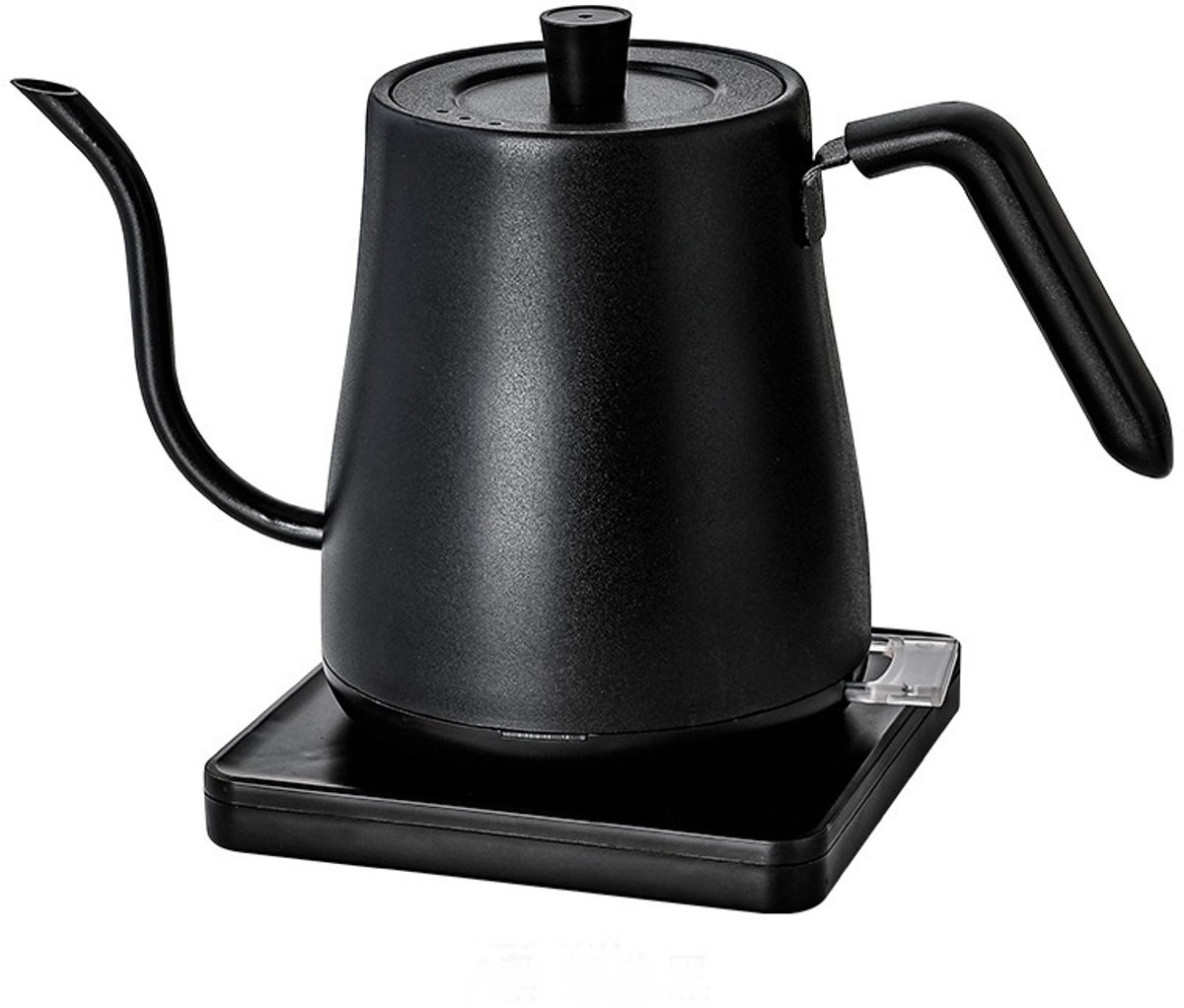 Elektrische waterkoker, koffie- en theepot 800 ml 1200 W, roestvrij staal, zwart