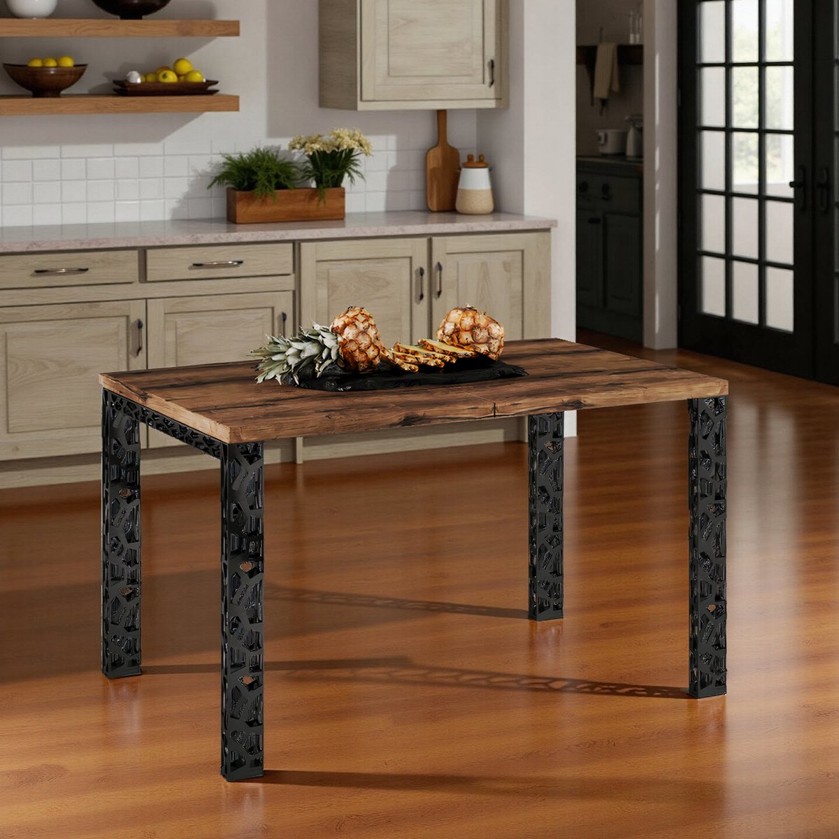 Luxe Uitschuifbare Eettafel Donker Eiken – 12 Personen – Rechthoekig – 80-265 cm – Moderne Design Tafel met Hout & Zwart Onderstel – Stevig & Elegant hometotry
