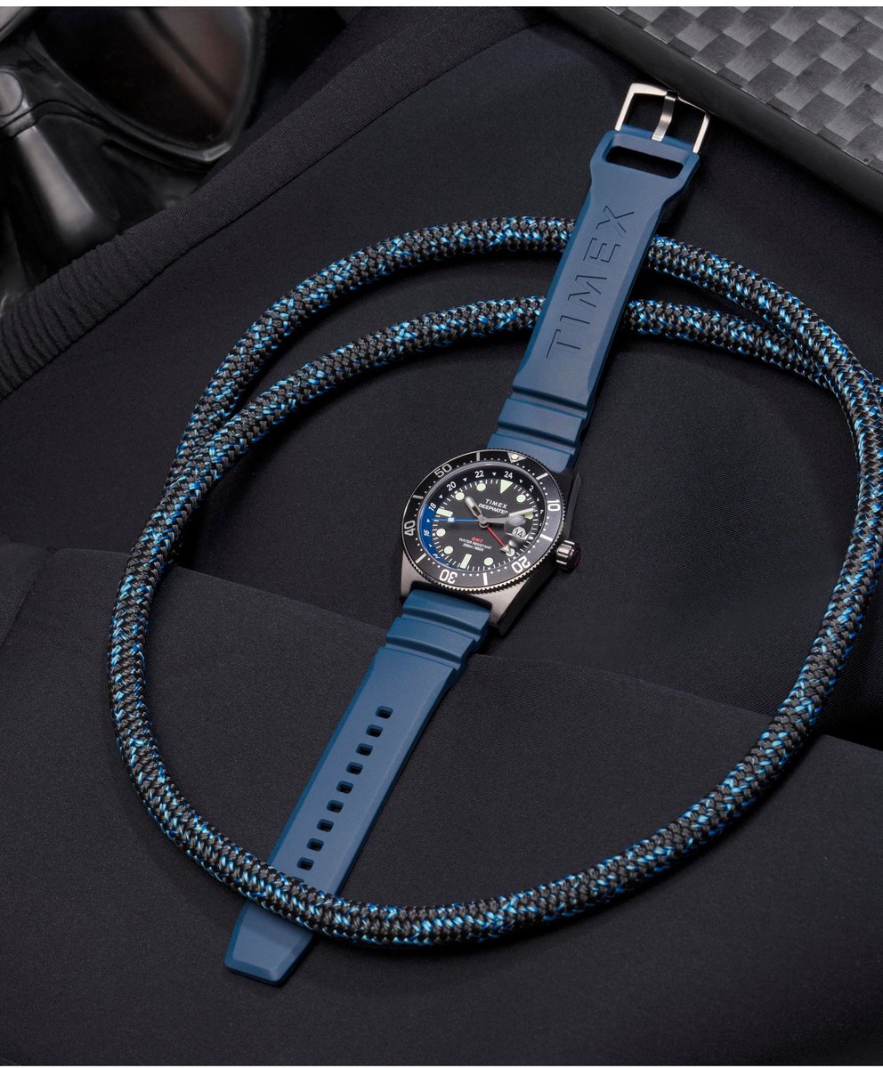 Timex Deepwater Reef 200 Gmt Kwarts Analoog Horloge Blauw Case: 100% Stainless Steel | Armband: 100% Rubber 40 TW2W75000AJ, TW2W75100AJ