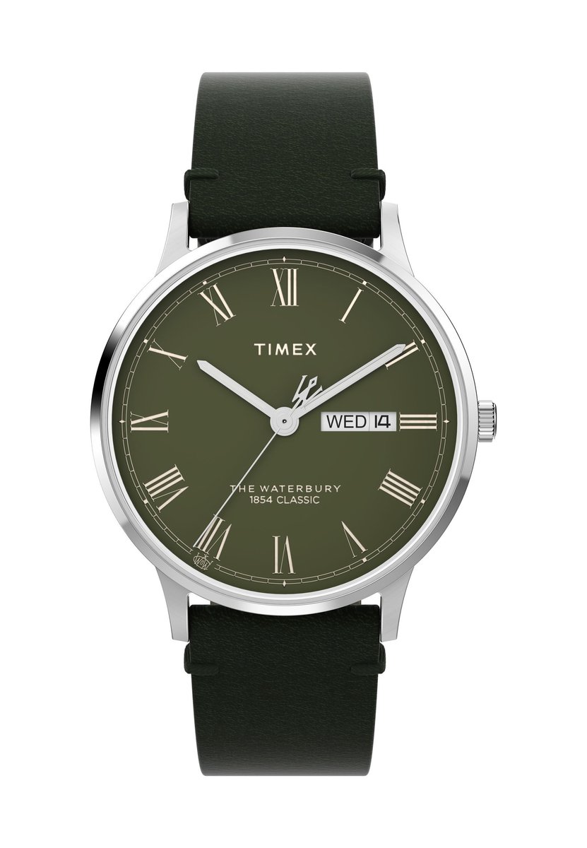 Timex Waterbury Classic Kwarts Analoog Horloge Zwart En Groen Case: 100% Stainless Steel | Armband: 100% Leather 40 TW2W50500AJ, TW2W50600AJ