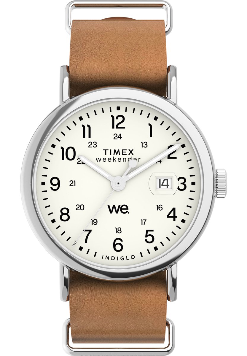 Timex Weekender Kwarts Analoog Horloge Bruin Case: 100% Low Lead Brass | Armband: 100% Leather 40 TW2W86800AJ, TW2W86900AJ, TW2W87000AJ