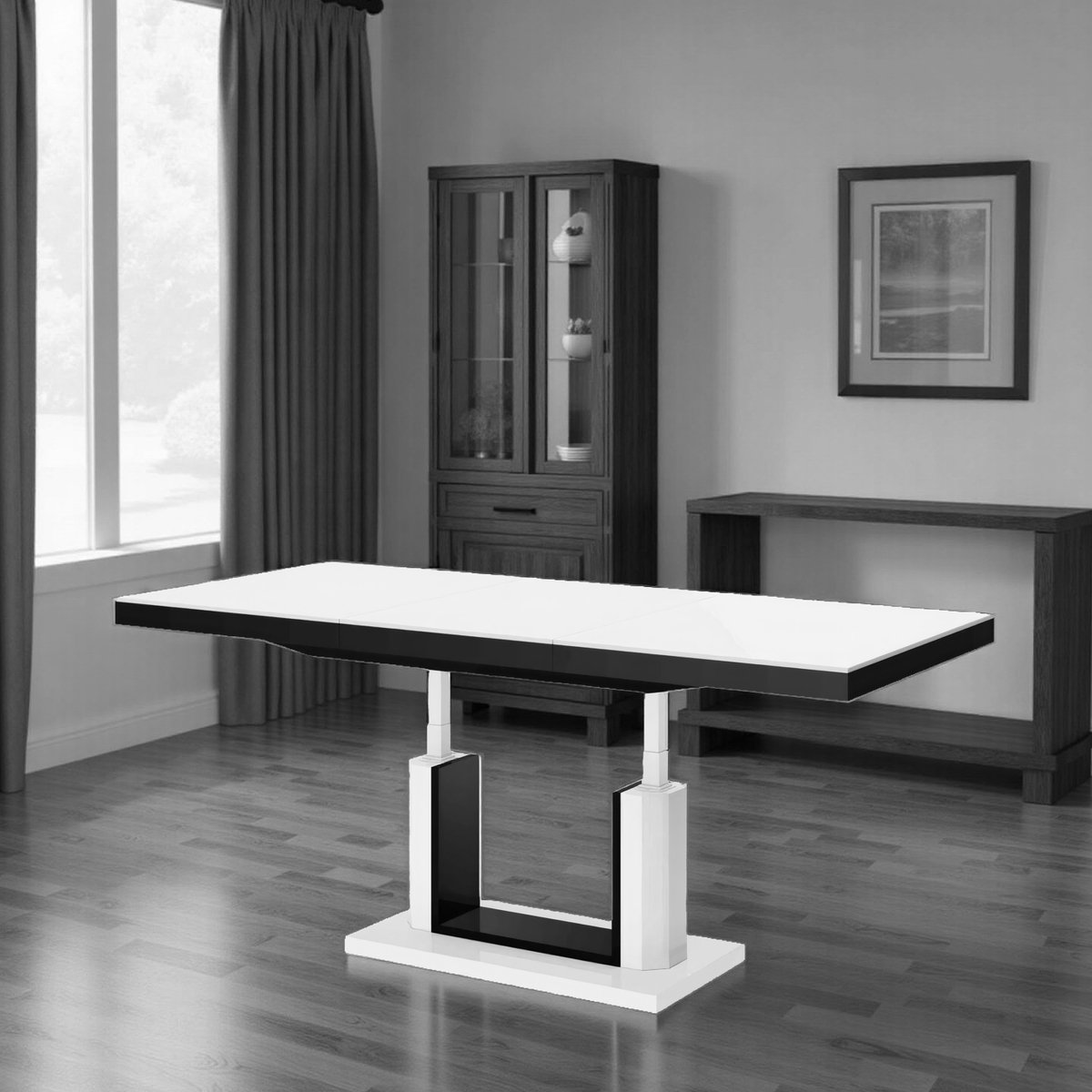 Luxe Uitklapbare Salontafel tot Eettafel – Verstelbaar 120-170 cm – Hoogglans Wit – Multifunctionele Tafel – Modern & Ruimtebesparend Design ganeey