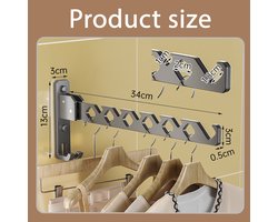1 stuk - Droogrek voor kleding - Opvouwbare Wandkledinghaken 180° Draaibaar - Kledingstang voor Wasruimte, Badkamer en Balkon - Zwart