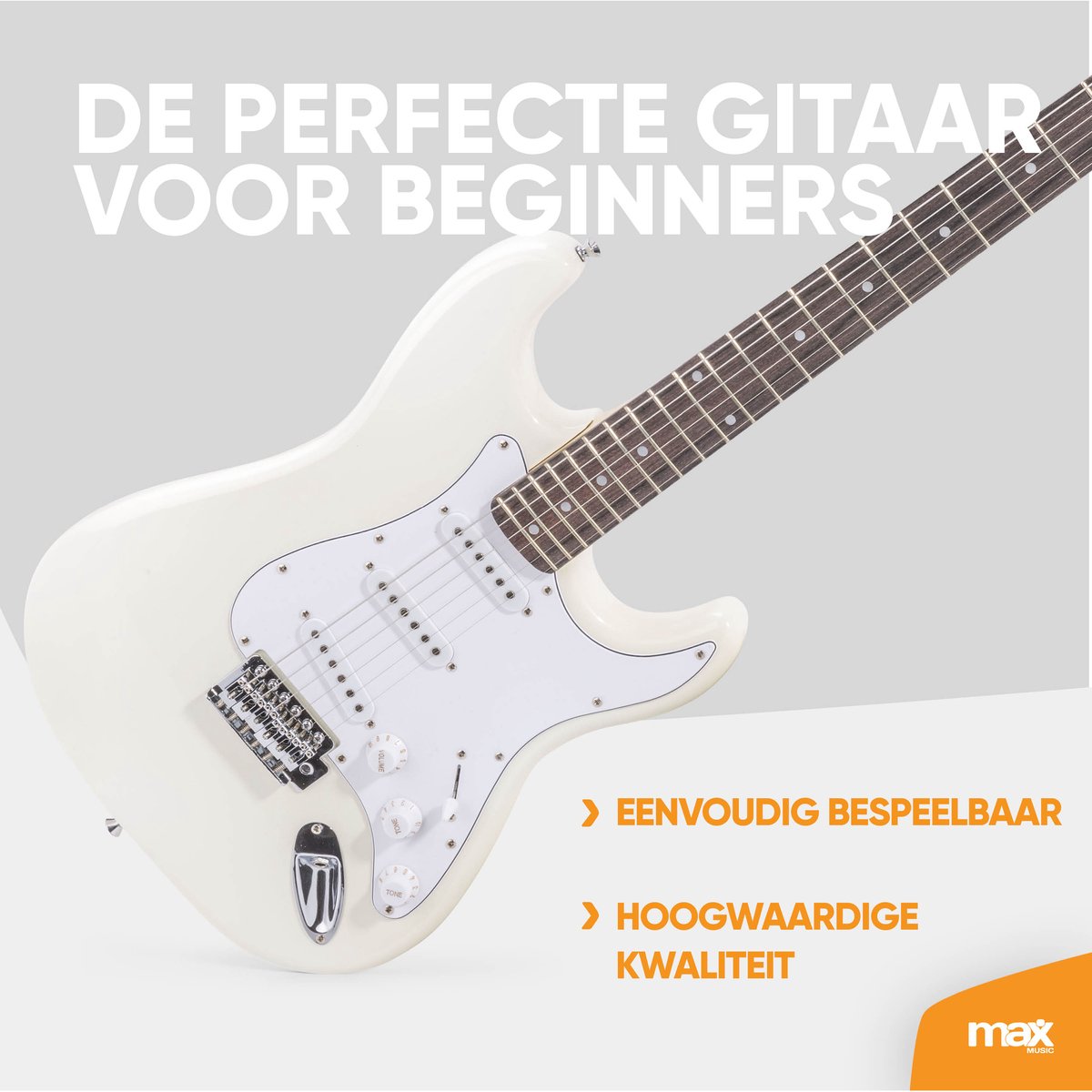 Elektrische gitaar met gitaar versterker - MAX Gigkit - 4/4 - Perfect voor beginners - incl. gitaar stemapparaat, gitaartas en plectrum - Wit thumbnail 2