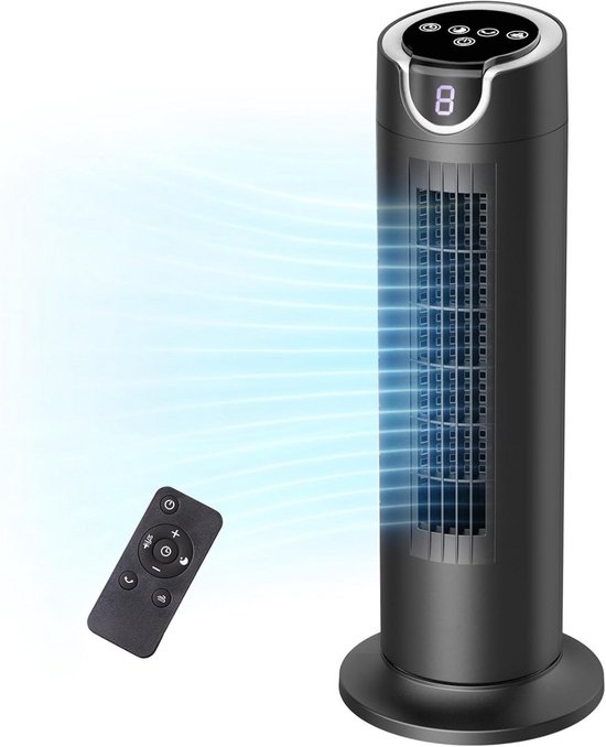 Ventilator Toren Staand 16 Inch 12W DC Motor Stil 25dB 8 Snelheden Oscillerend Afstandsbediening Timer