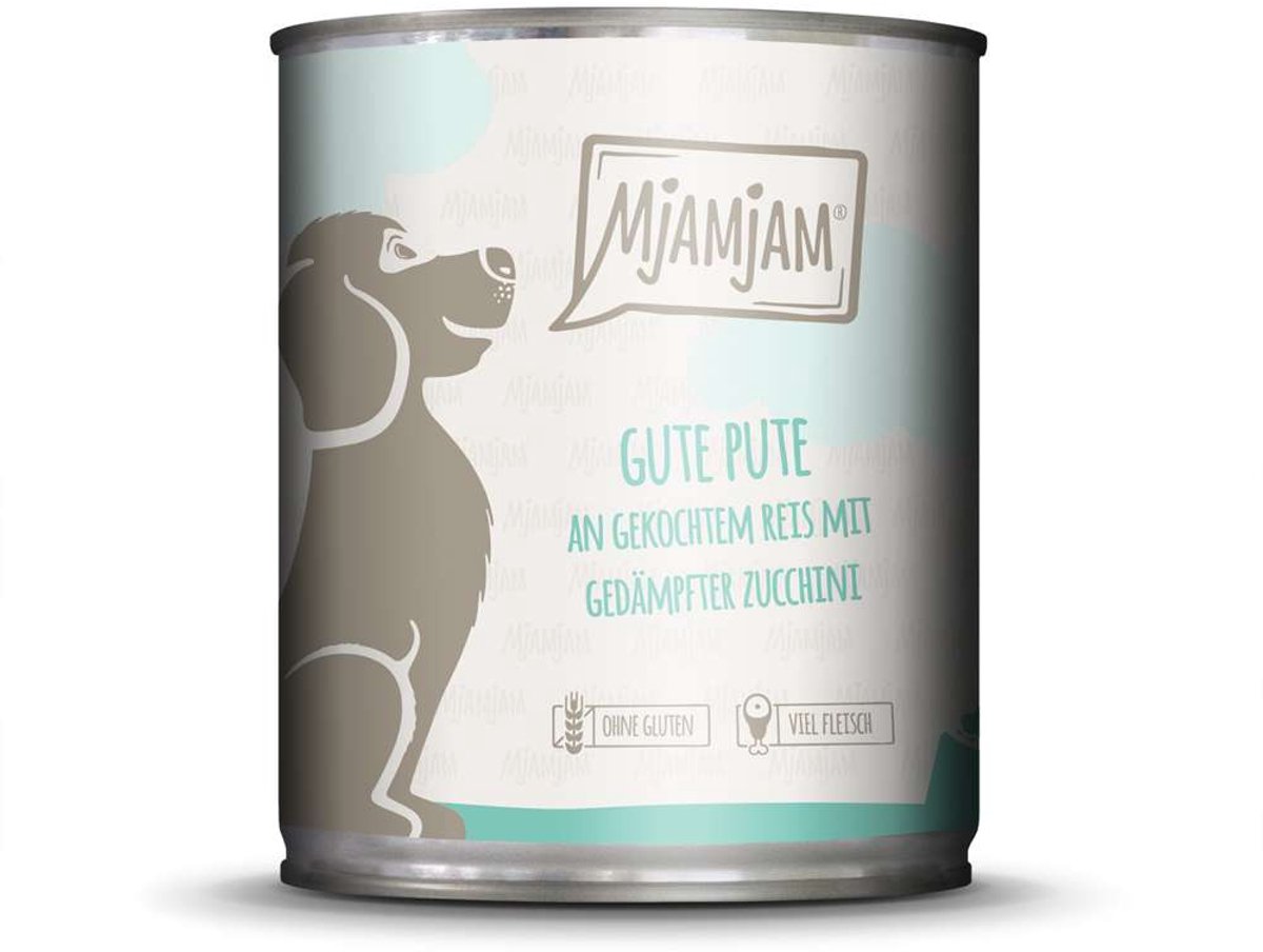 MjAMjAM MjAMjAM Dog - Leckere Mahlzeiten Dose 6x800g | Pute, Reis & Zucchini