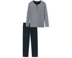 Schiesser Pyjamaset lang Heren blauw grijs