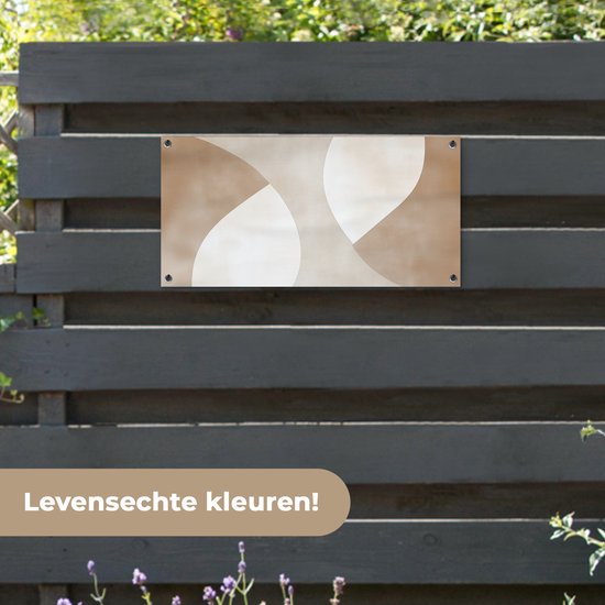 Tuinposter 80x40 cm - Tuindecoratie Bruin - Japandi - Abstract - Poster voor in de tuin - Buiten decoratie - Schutting tuinschilderij - Tuindoek muurdecoratie - Wanddecoratie balkondoek