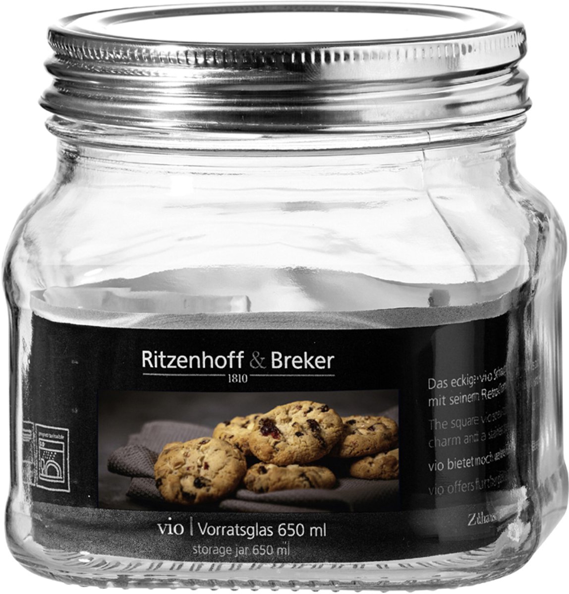 Hoekige voorraadpot VIO van 0,65 liter
