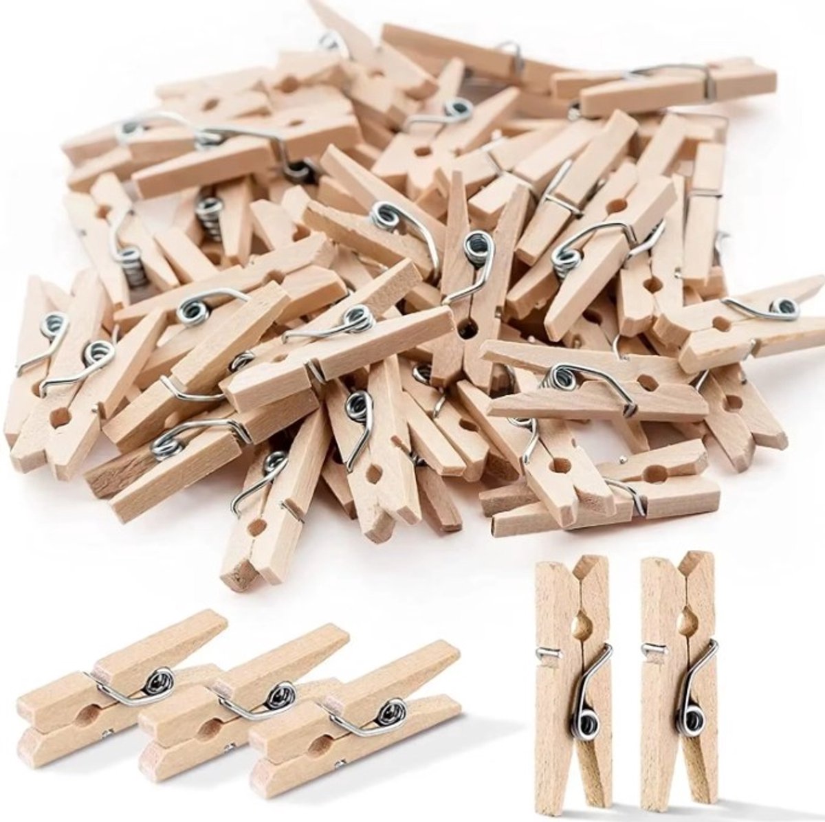 Go Go Gadget - Mini Wasknijpers - Foto knijpers - Knutselen - 4.5 cm - 1 set van 24 stuks - Houtkleur