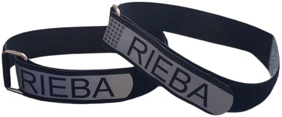 Rieba® Broekklemmen met Reflectie - Reflecterend Logo - Broekklem voor op de Fiets - Extra Veiligheid - Set van 2 Bandjes - Met Klittenband - Nylon - 38cm lang - Zwart