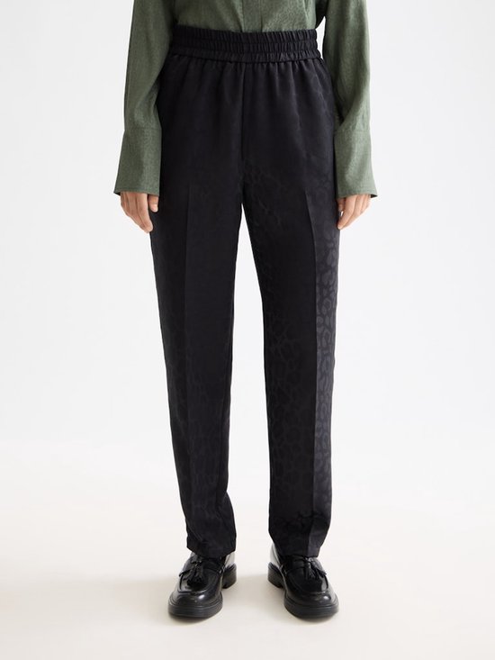 Maia - Pantalon jacquard taille mi-haute à jambe fuselée