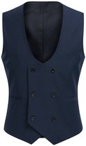 ALLTHEMEN Heren Dubbelrijs Vest Voor Zakelijk Gebruik - U-hals Dubbelrijig Effen Casual Vest - XL