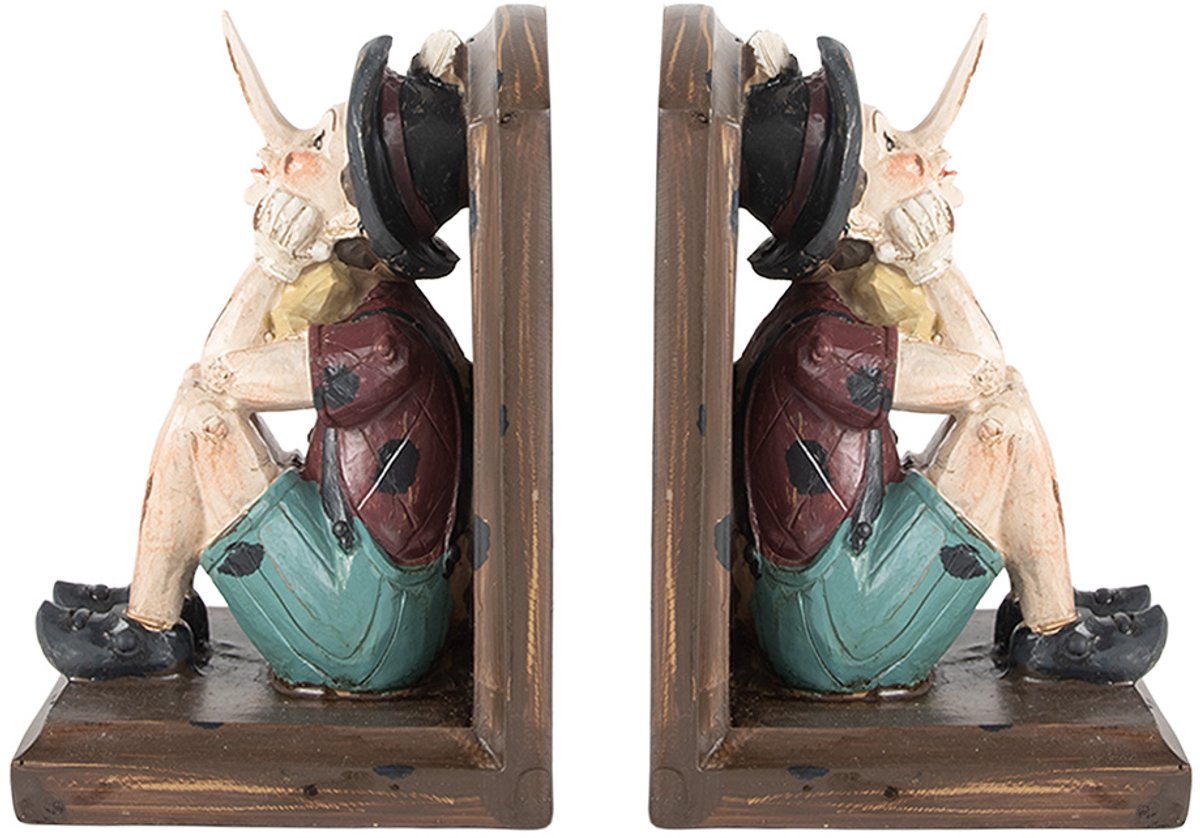 Boekensteunen Set van 2 Pinokkio 24x11x17 cm Bruin Kunststof
