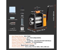 Rollersmachine – Rolbank – Metaalpers – Juweliers Gereedschap – Deegroller – 3-in-1 Multifunctioneel – Instelbare Dikte 0,1-7 mm – Hoogwaardig Gietijzer Met Stalen Rollen